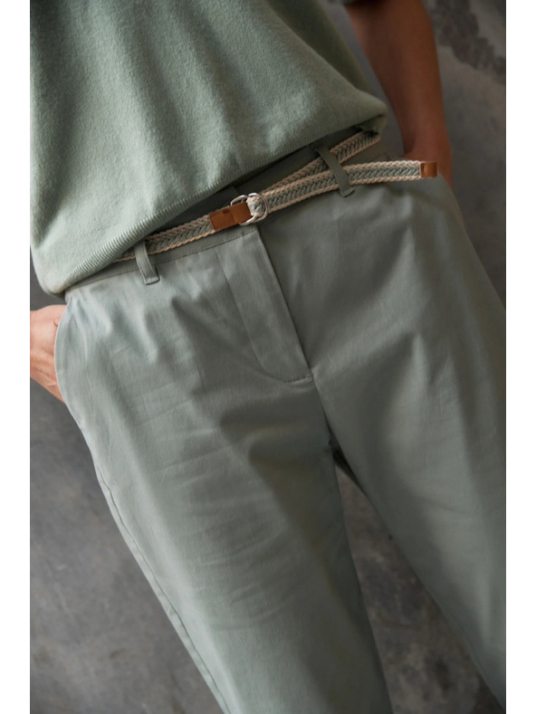 Moodo Bavlnené nohavice olivové Moodo