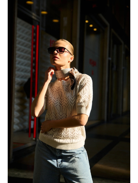 Moodo Azúrový sveter piesková Moodo