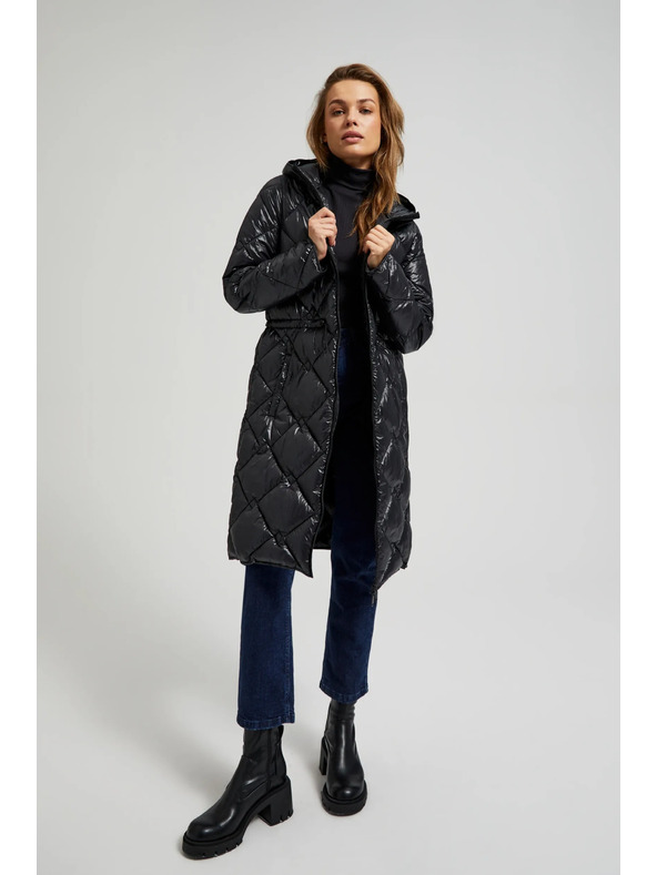 Moodo Prešívaná bunda so stahovacou šnúrou čierna Moodo