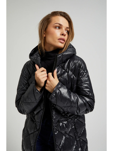 Moodo Prešívaná bunda so stahovacou šnúrou čierna Moodo