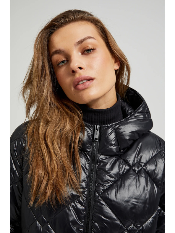 Moodo Prešívaná bunda so stahovacou šnúrou čierna Moodo