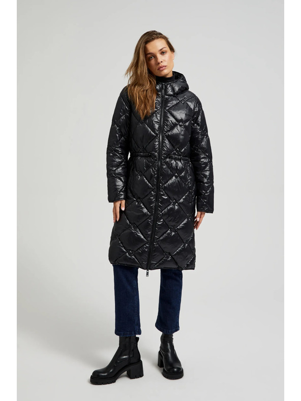 Moodo Prešívaná bunda so stahovacou šnúrou čierna Moodo