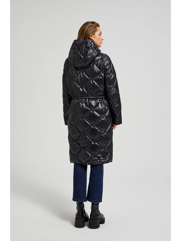 Moodo Prešívaná bunda so stahovacou šnúrou čierna Moodo