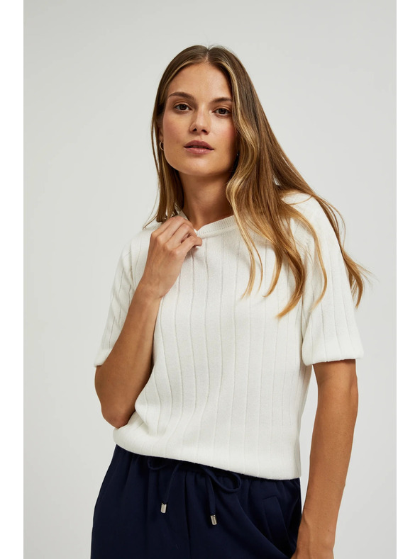 Moodo Viskózový sveter s metalickým vlákom biely Moodo