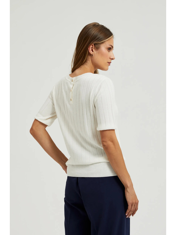 Moodo Viskózový sveter s metalickým vlákom biely Moodo