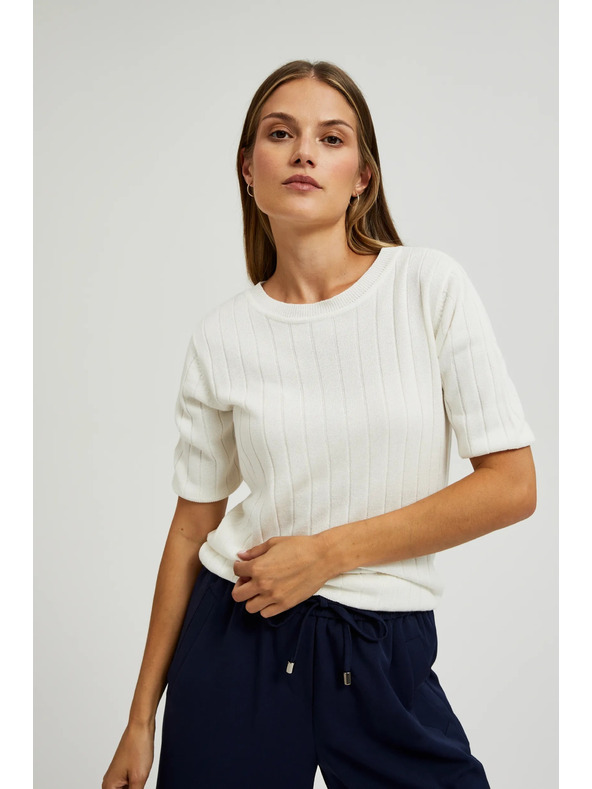 Moodo Viskózový sveter s metalickým vlákom biely Moodo