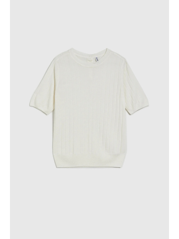 Moodo Viskózový sveter s metalickým vlákom biely Moodo