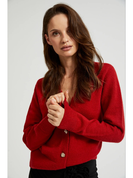 Moodo Kardigan s gombíkami v tvare ruže červený Moodo