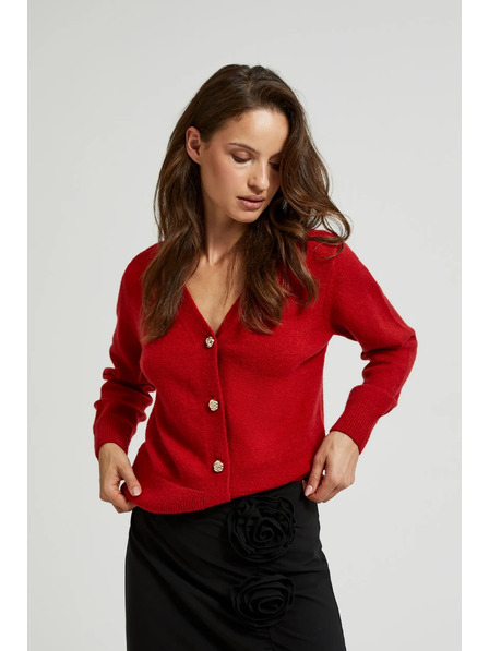 Moodo Kardigan s gombíkami v tvare ruže červený Moodo