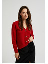 Moodo Kardigan s gombíkami v tvare ruže červený Moodo