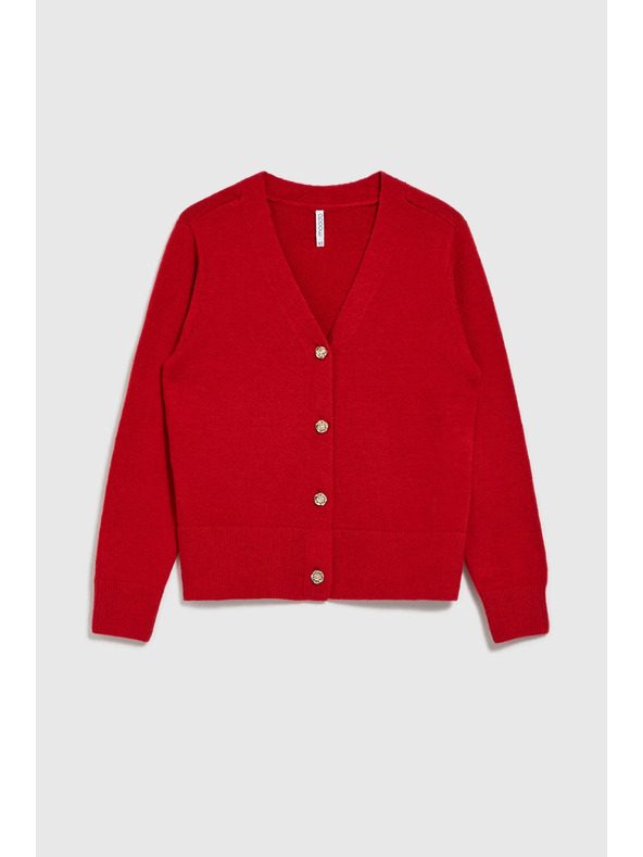 Moodo Kardigan s gombíkami v tvare ruže červený Moodo