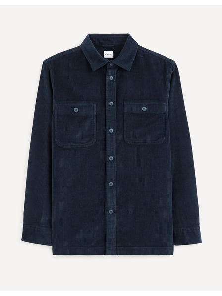 Celio Tmavomodrá manšestrová košeľa Celio Vavelour