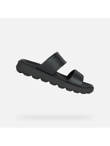 Geox Čierne pánske kožené pantofle Geox Spherica