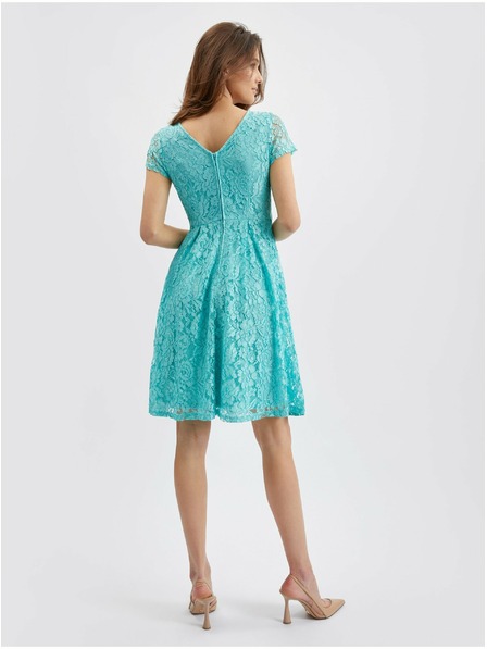 Orsay Tyrkysové dámske čipkované šaty ORSAY