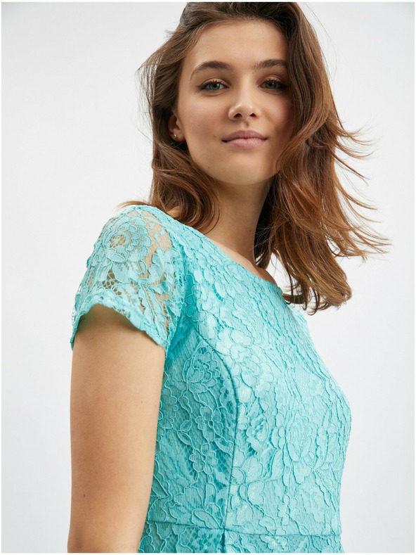 Orsay Tyrkysové dámske čipkované šaty ORSAY