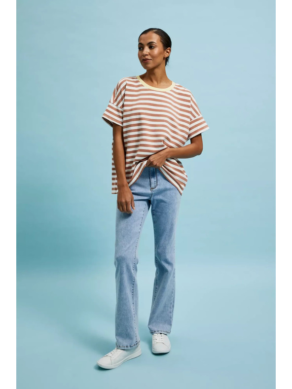 Moodo Mikina s prúžkami hnedá Moodo