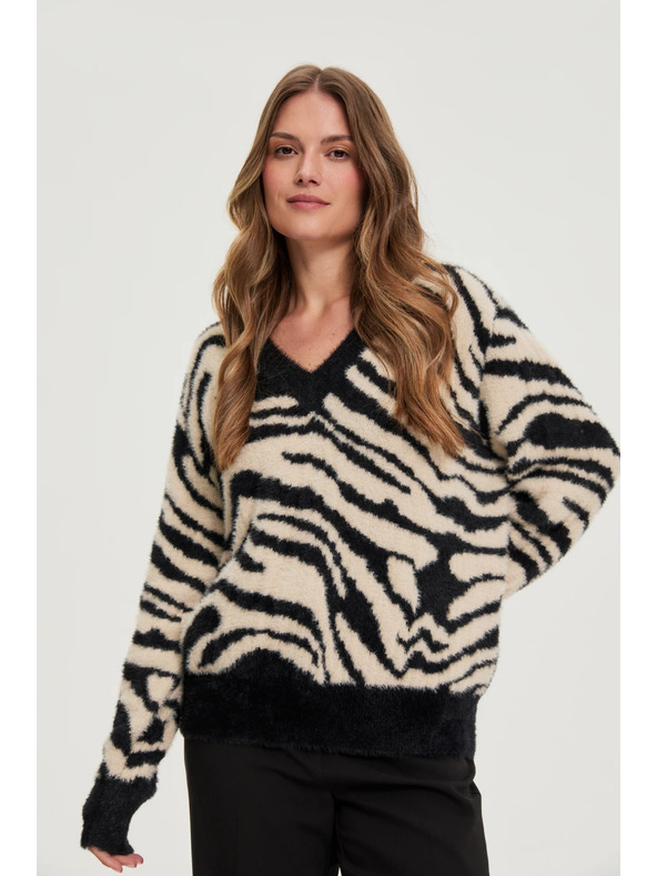 Moodo Vzorovaný sveter čierny Moodo