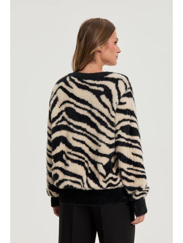 Moodo Vzorovaný sveter čierny Moodo