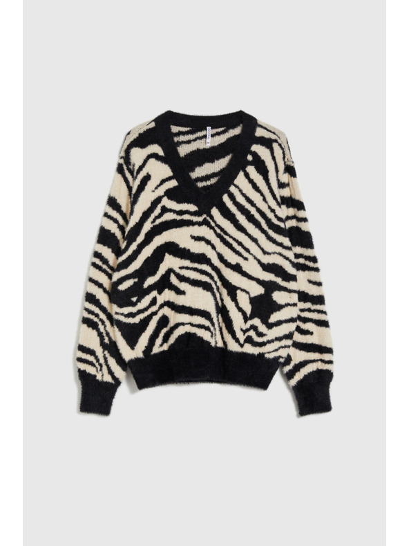 Moodo Vzorovaný sveter čierny Moodo