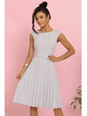 numoco LILA Plisované šaty s krátkym rukávom a pásom - šedé