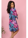 numoco Pohodlné oversize šaty so zaväzovaním na rukávoch - farebné kvety