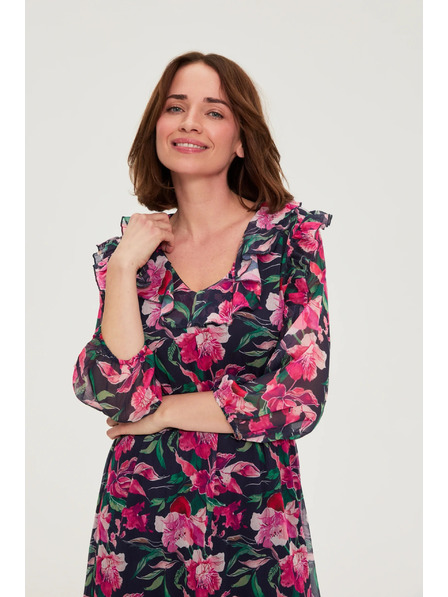 Moodo Tmavo modré kvetinové šaty Moodo