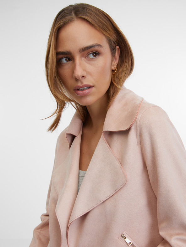 Orsay Svetloružová dámska bunda v semišovej úprave ORSAY