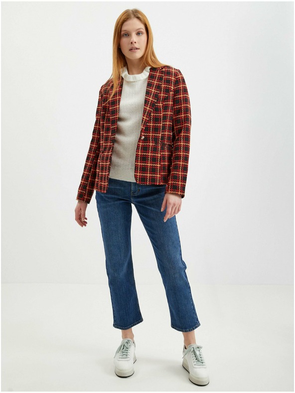 Orsay Čierno-červené dámske kockované sako ORSAY