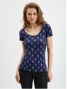 Orsay Tmavomodré dámske vzorované tričko ORSAY