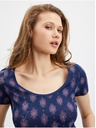 Orsay Tmavomodré dámske vzorované tričko ORSAY