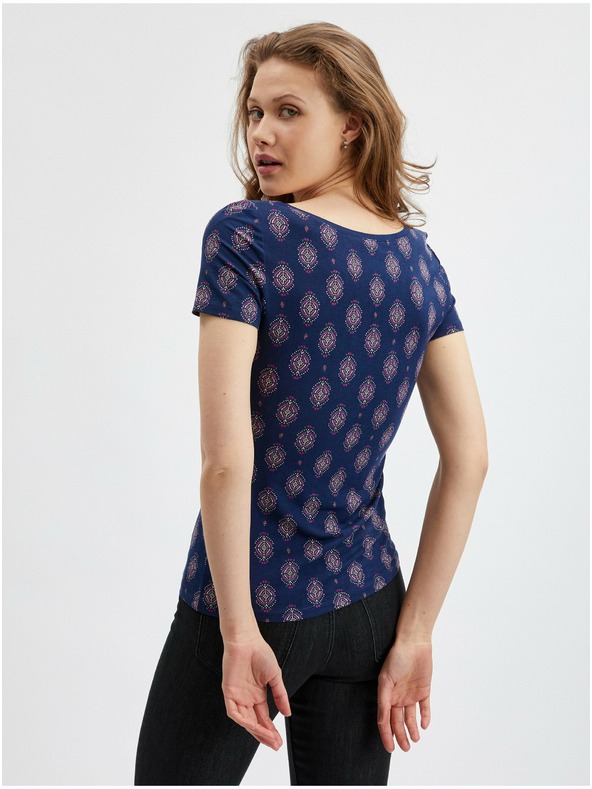 Orsay Tmavomodré dámske vzorované tričko ORSAY