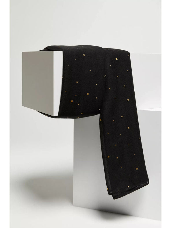 Moodo Šál so zlatou potlačou čierny Moodo