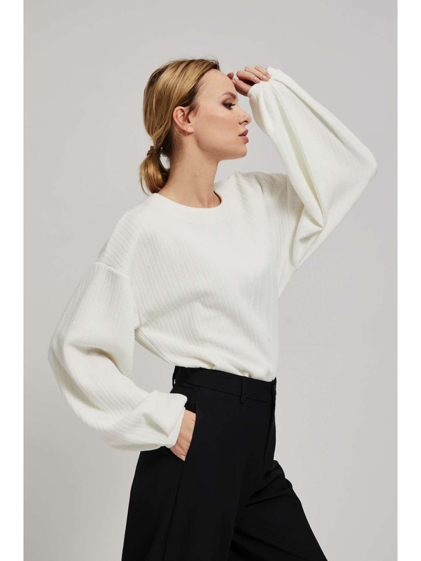 Moodo Mikina s bufiastymi rukávmi perľová Moodo