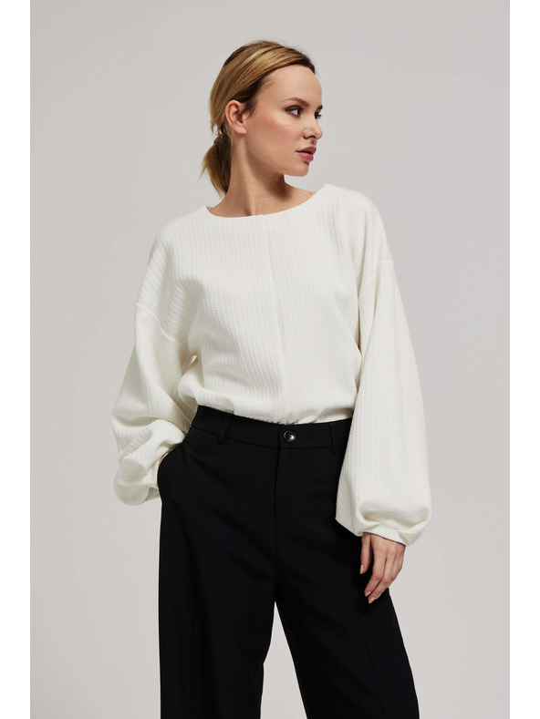 Moodo Mikina s bufiastymi rukávmi perľová Moodo