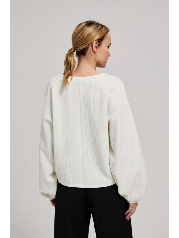 Moodo Mikina s bufiastymi rukávmi perľová Moodo