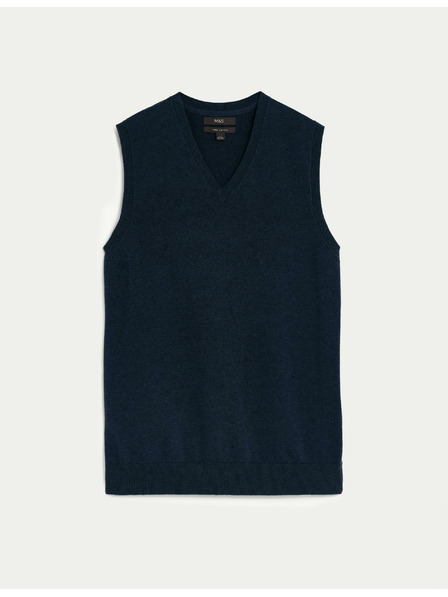 Marks & Spencer Čistý bavlnený sveter bez rukávov Marks & Spencer tmavomodrý