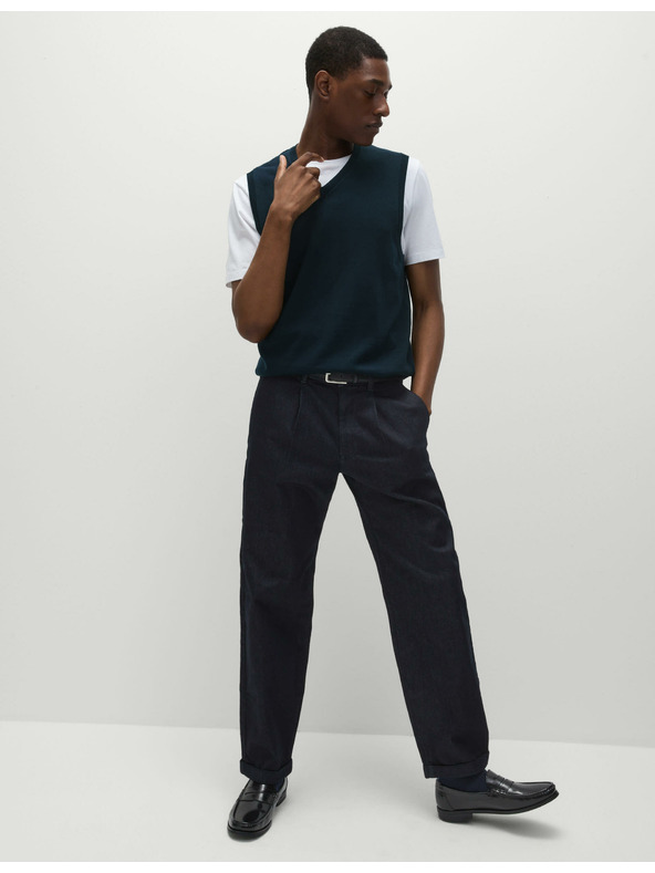 Marks & Spencer Čistý bavlnený sveter bez rukávov Marks & Spencer tmavomodrý