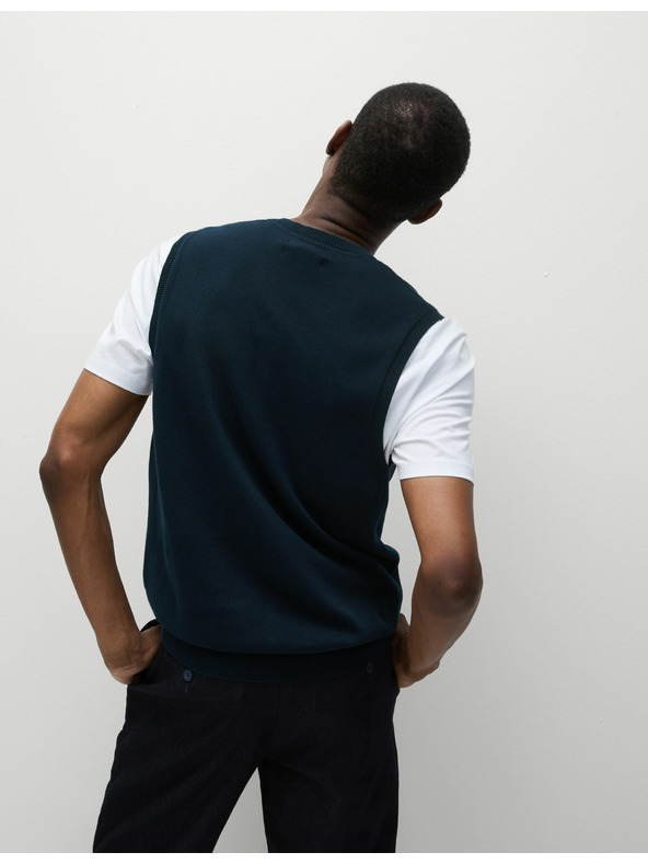 Marks & Spencer Čistý bavlnený sveter bez rukávov Marks & Spencer tmavomodrý