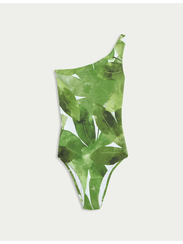 Marks & Spencer Potlačené vystužené plavky na jedno rameno Marks & Spencer zelená