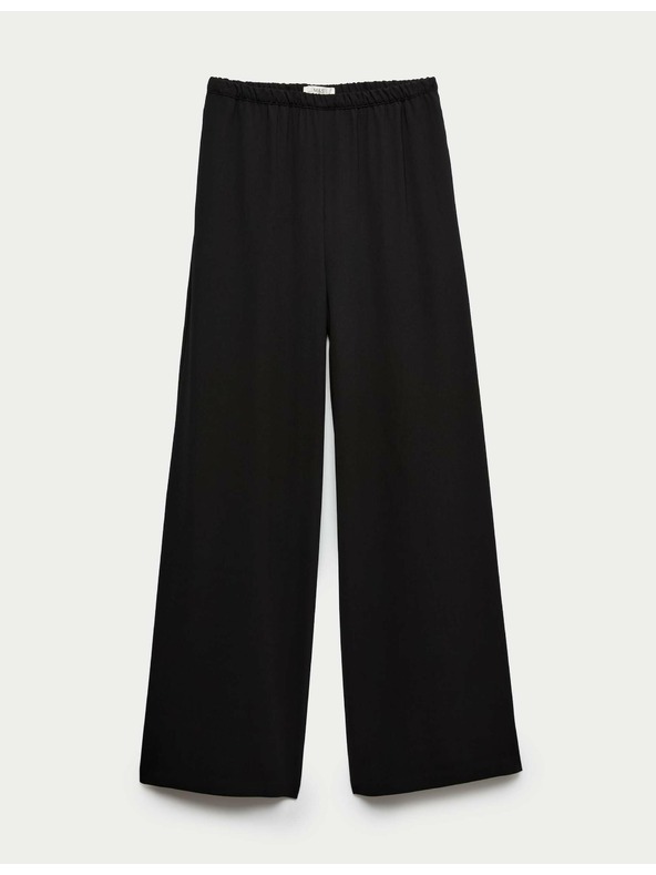 Marks & Spencer Krepové nohavice so širokými nohavicami a elastickým pásom Marks & Spencer čierne