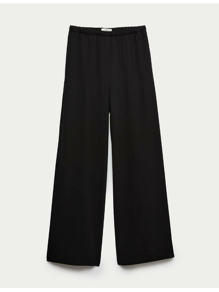 Marks & Spencer Krepové nohavice so širokými nohavicami a elastickým pásom Marks & Spencer čierne