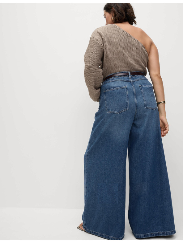 Marks & Spencer Tmavomodré dámske džínsy širokého strihu Marks & Spencer