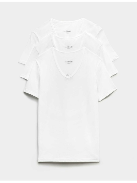 Marks & Spencer Sada troch pánskych základných tričiek v bielej farbe s technológiou Marks & Spencer Cool & Fresh™