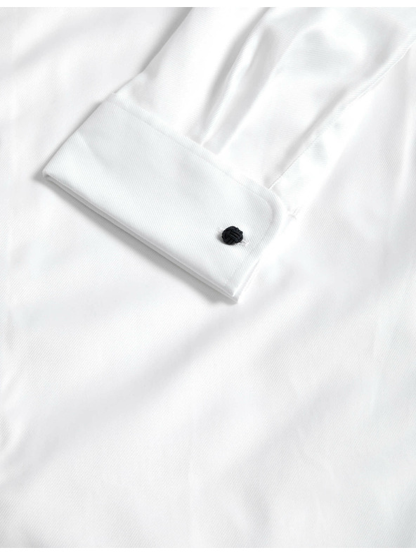 Marks & Spencer Luxusná bavlnená košeľa Marks & Spencer úzkeho strihu s dvojitými manžetami v bielej farbe