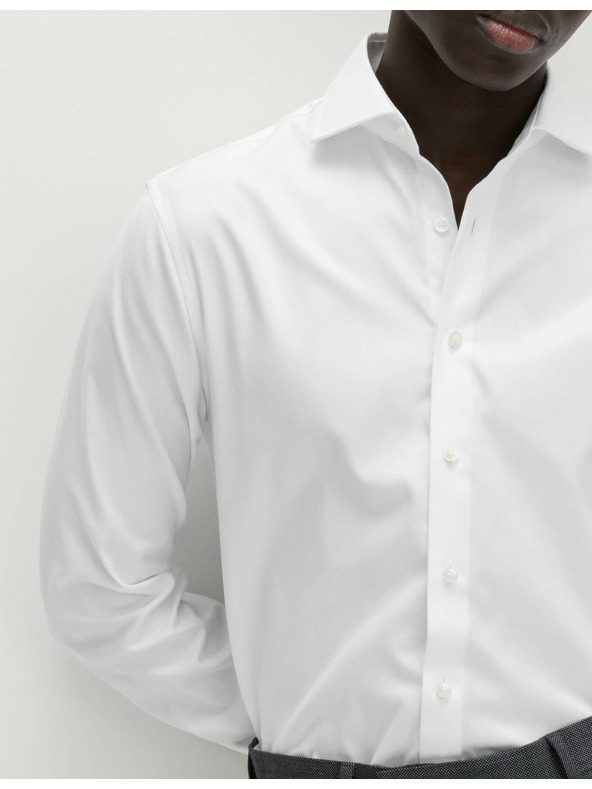 Marks & Spencer Luxusná bavlnená košeľa Marks & Spencer úzkeho strihu s dvojitými manžetami v bielej farbe