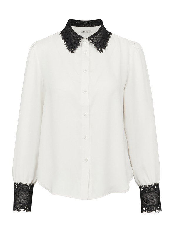 Orsay Krémová dámska košeľa s kontrastným golierom ORSAY