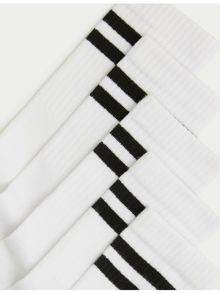 Marks & Spencer Pruhované športové ponožky s vysokým podielom bavlny, sada 5 párov (6 malé – 7 veľké) Marks & Spencer biela