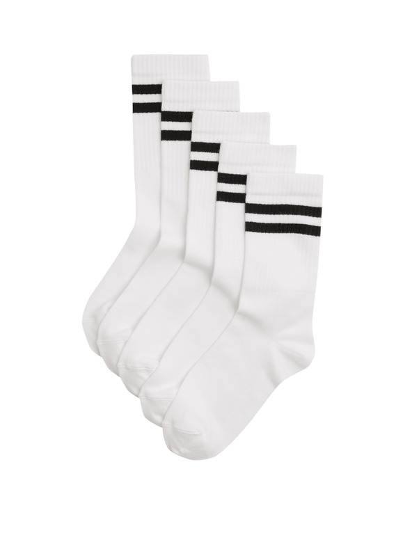 Marks & Spencer Pruhované športové ponožky s vysokým podielom bavlny, sada 5 párov (6 malé – 7 veľké) Marks & Spencer biela