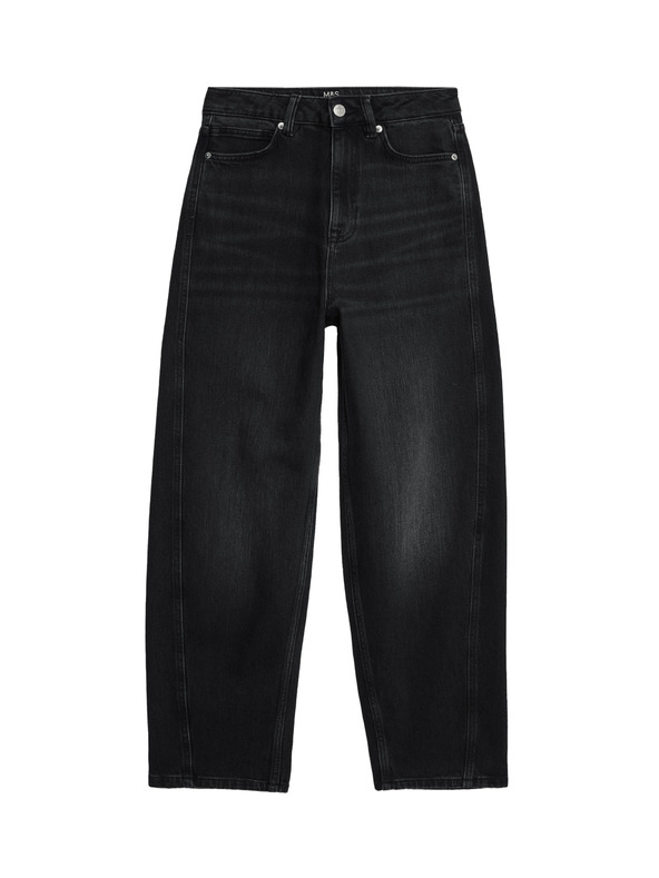 Marks & Spencer Džínsy s nohavicami mrkvového strihu ku člnkom a vysokým pásom Marks & Spencer čierna