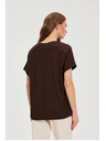 Moodo Tričko s výstrihom hnedé Moodo